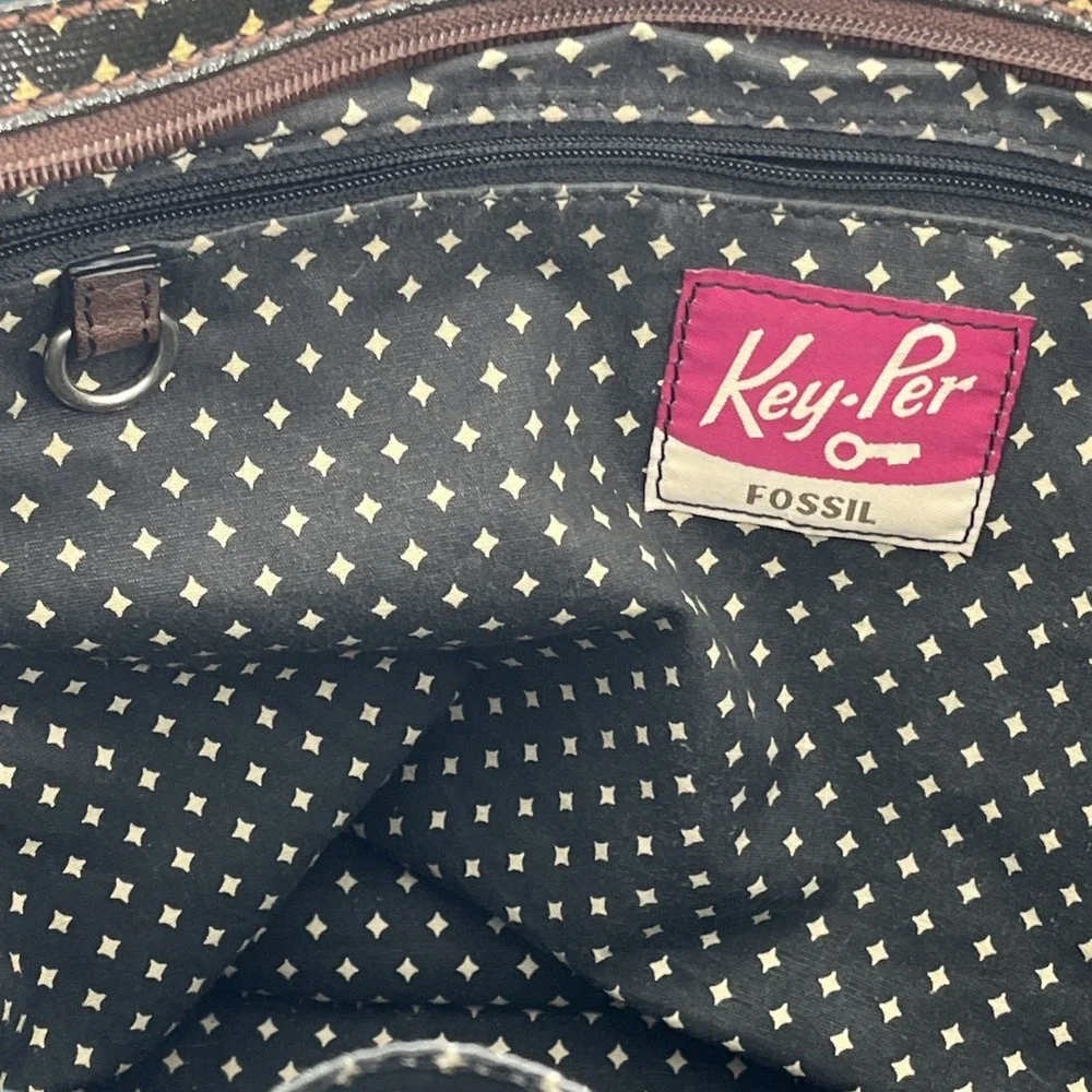 Fossil Key Per Large Tote Coat Satchel Shoulder Bag Kaleidoscope Medallion Multi